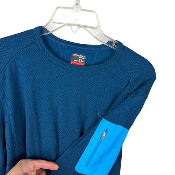 Icebreaker Merino Wool Navy Blue Baselayer Crew Neck Long Sleeve Men's Shirt L - Picture 3 of 5